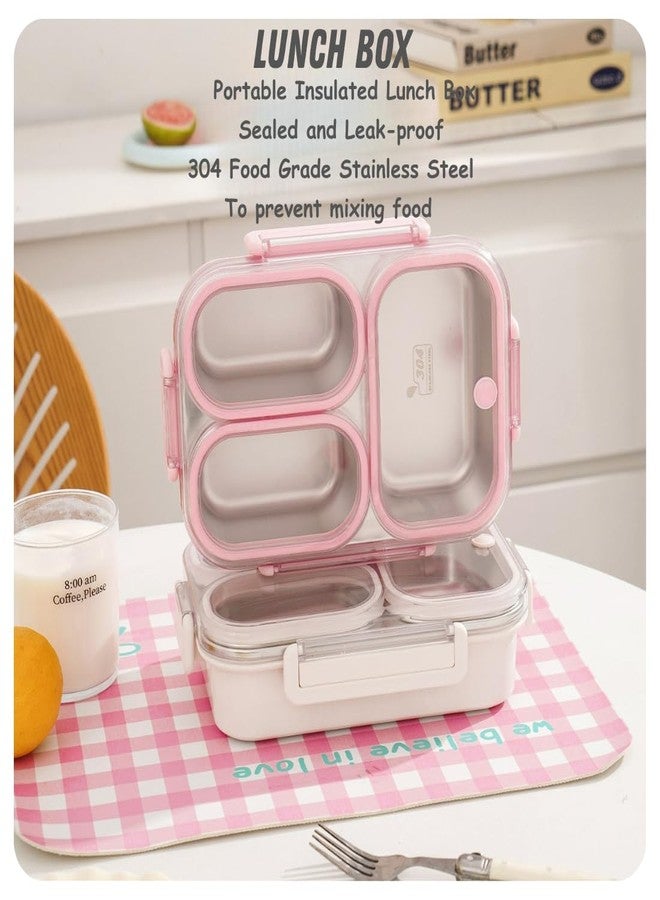 KitchEase Stainless Steel Lunch Box | 2 Compartments, 1000ML | Leak Proof Tiffin for School Kids and Office Adults Diet Food Partition Safety Lock Airtight Containers (Green) - Image 3