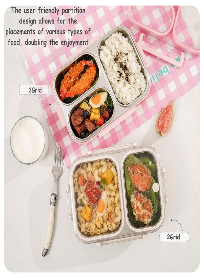 KitchEase Stainless Steel Lunch Box | 2 Compartments, 1000ML | Leak Proof Tiffin for School Kids and Office Adults Diet Food Partition Safety Lock Airtight Containers (Green) - Image 4