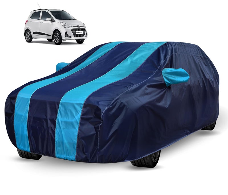 Auto Hub Car Cover Compatible with Hyundai Grand I10 (Model : 2013-2018) with Mirror Pocket, Water Resistant, Triple Stitched, Grand i10 Car Cover- Navy-Blue - Image 1