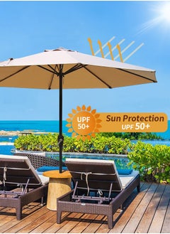 Snooe Outdoor Umbrella 2.6M Steel Pole UPF50+ Protection Large Sun Shade Balcony Parasol for Outdoor Garden Backyard, Umbrella without base  - Image 2