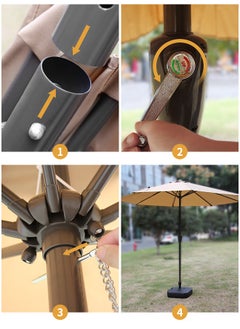 Snooe Outdoor Umbrella 2.6M Steel Pole UPF50+ Protection Large Sun Shade Balcony Parasol for Outdoor Garden Backyard, Umbrella without base  - Image 3