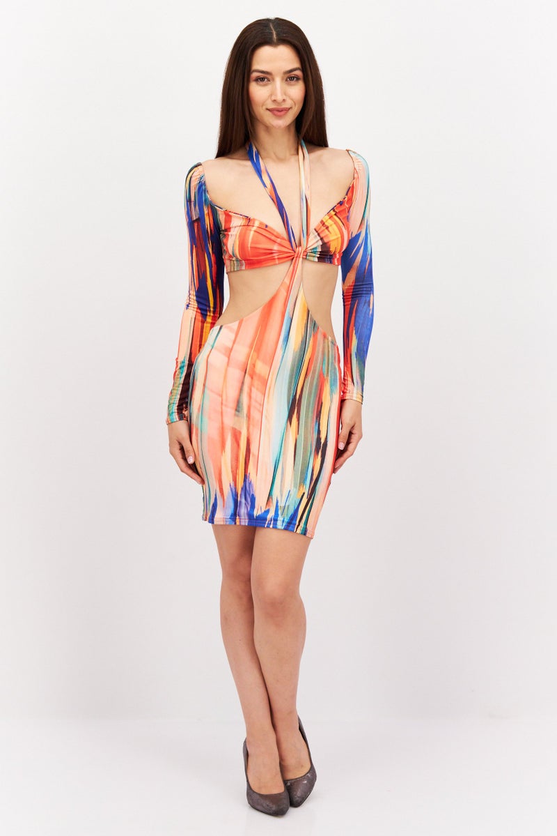 PUBLIC DESIRE Women Tie Dye Bodycon Dress, Red Combo - Image 2