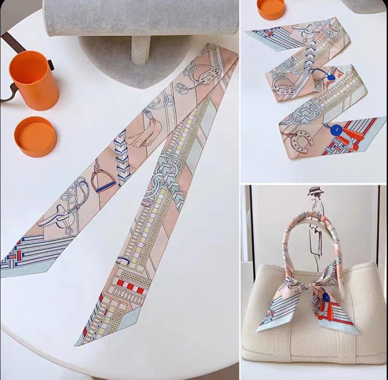 COtheSumay 100% Mulberry Silk Scarf for Handbags,Bags, and Purses,2 Pcs 2"x35" Hair Ribbon Skinny Neck Scarves for Women - Image 4