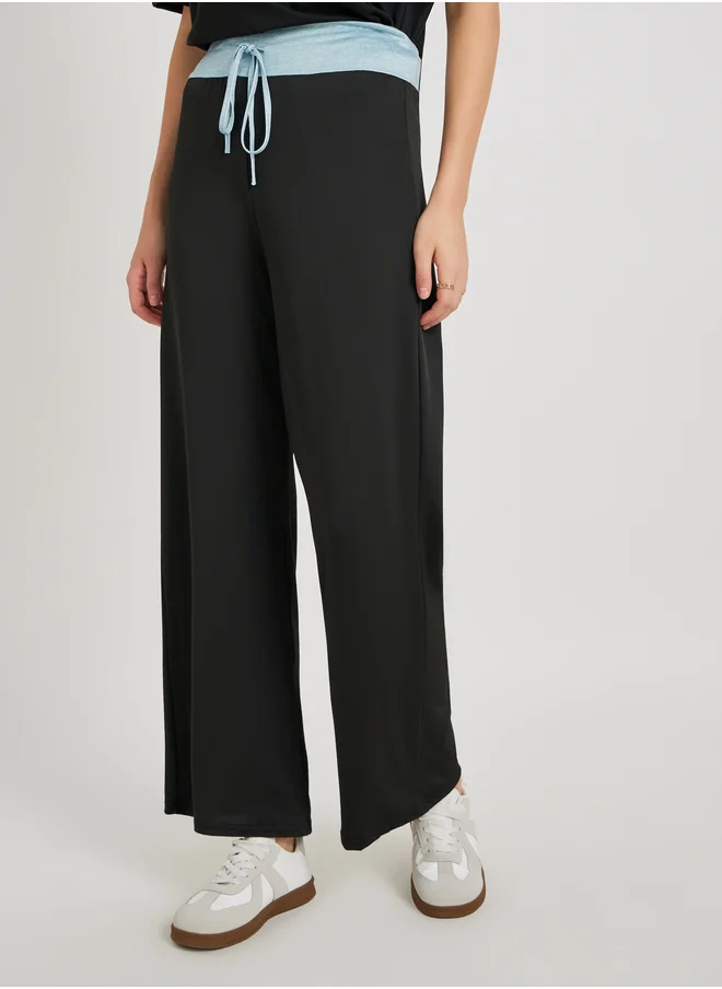 Take Two Take Two Contrast Waistband Drawstring Relaxed Fit Pants