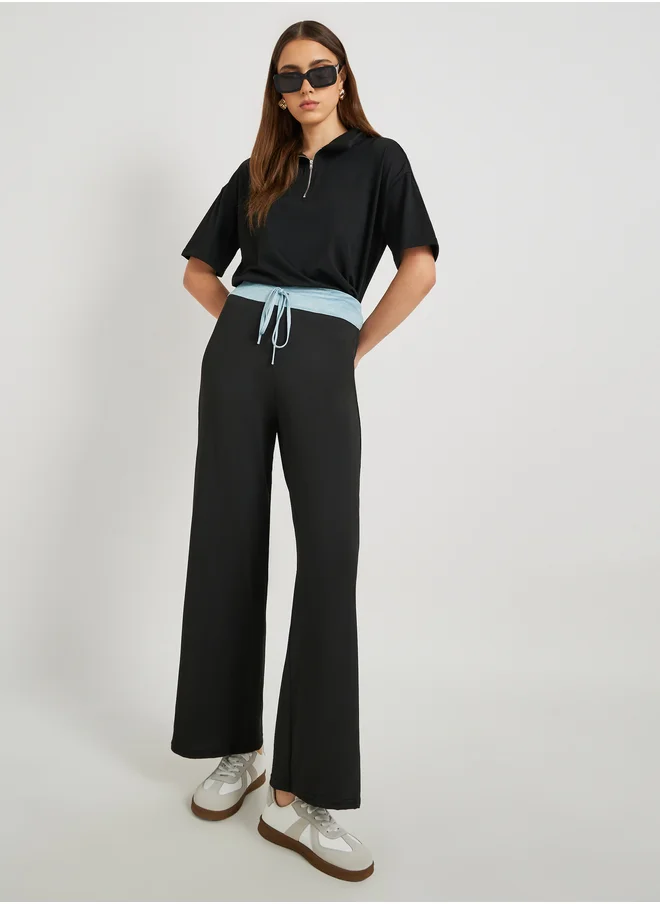 Take Two Take Two Contrast Waistband Drawstring Relaxed Fit Pants