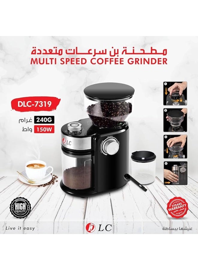 FIPKA Multi-Speed Coffee Grinder | 240G Capacity | 150W Powerful Motor| Stainless Steel Blades & Easy Operation | 7319 - Image 2