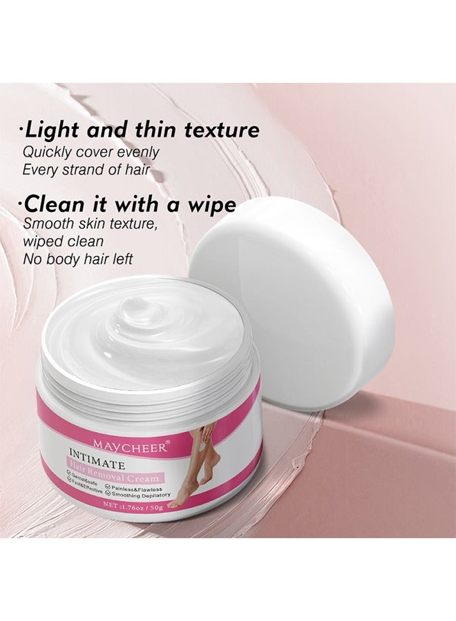 مايتشير كريم إزالة الشعر الحميم ، كريم مزيل الشعر الخالي من الألم للمناطق الخاصة ، بوبيك ، بيكيني ، الجسم ، الساق ، والإبطين ، تركيبة حساسة لجميع أنواع البشرة ، 50 جرام سريع المفعول يدوم طويلا - Image 2