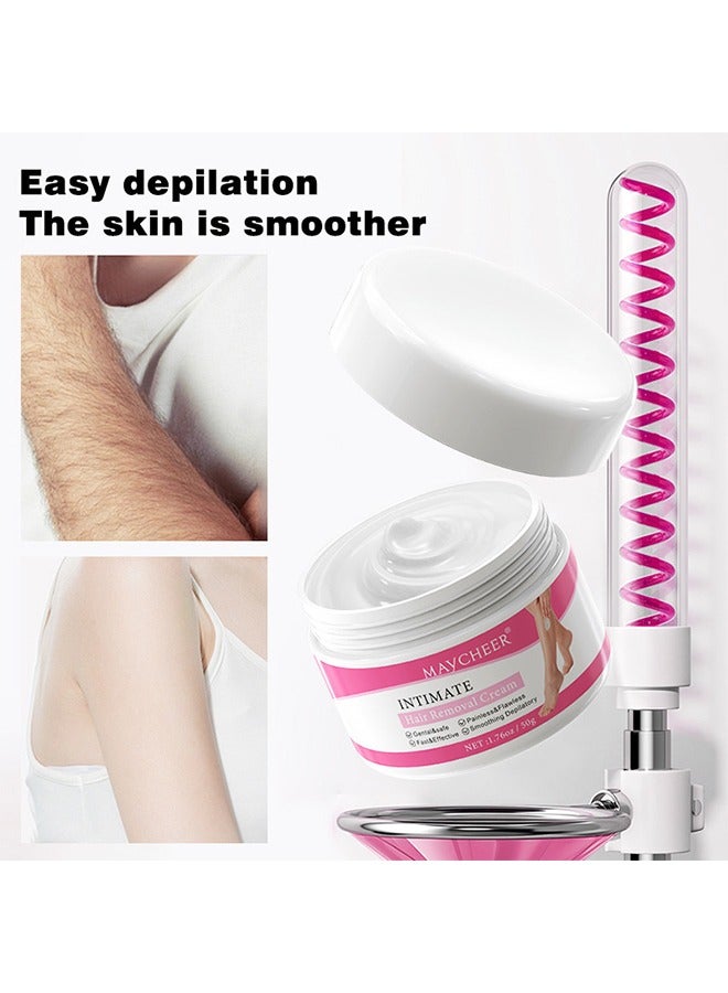 مايتشير كريم إزالة الشعر الحميم ، كريم مزيل الشعر الخالي من الألم للمناطق الخاصة ، بوبيك ، بيكيني ، الجسم ، الساق ، والإبطين ، تركيبة حساسة لجميع أنواع البشرة ، 50 جرام سريع المفعول يدوم طويلا - Image 3