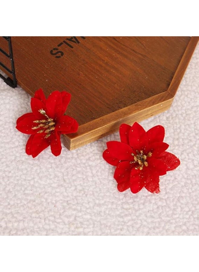 10 pieces - Artificial Christmas Poinsettia Flowers - Image 3