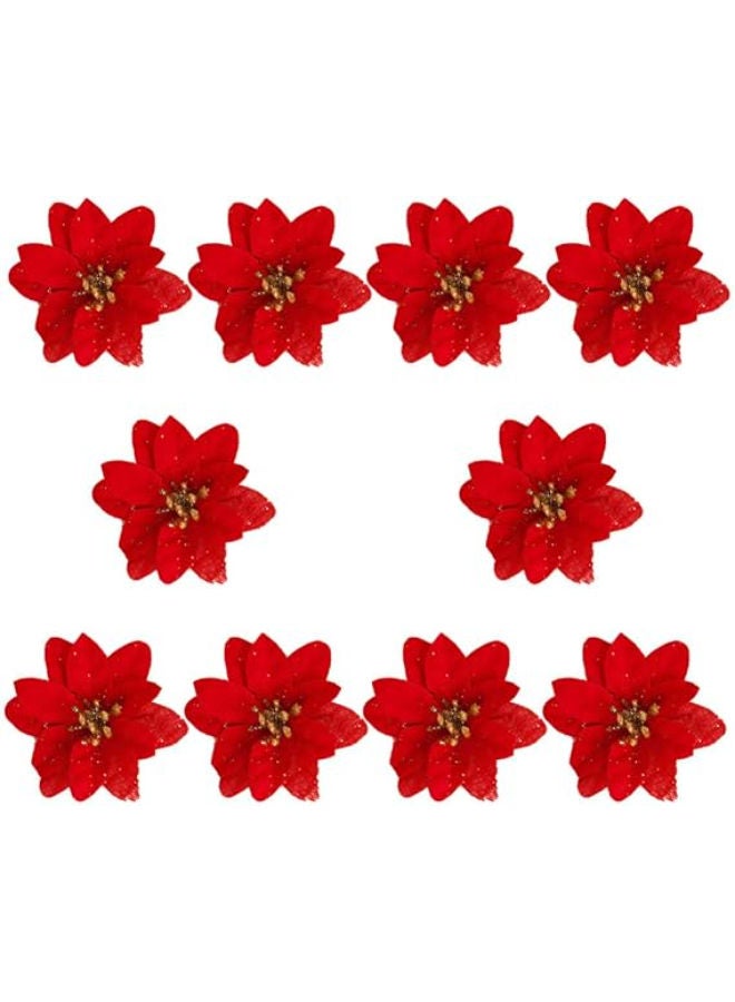 10 pieces - Artificial Christmas Poinsettia Flowers - Image 1