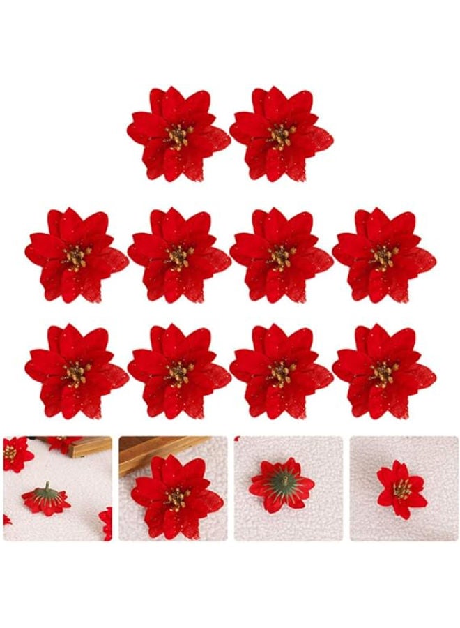 10 pieces - Artificial Christmas Poinsettia Flowers - Image 2