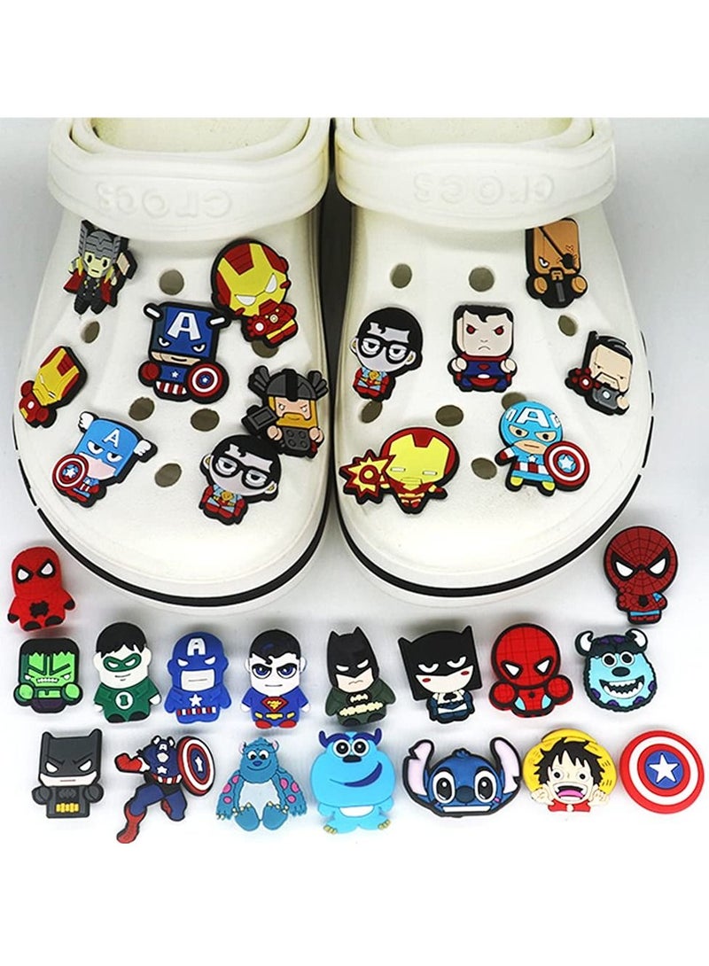 Excefore Shoe Charms Decorations 25 Pcs Random Superhero PVC Shoe Charms for Shoes Bracelet Wristband Kids Party Birthday Gifts Party Favors - Image 1