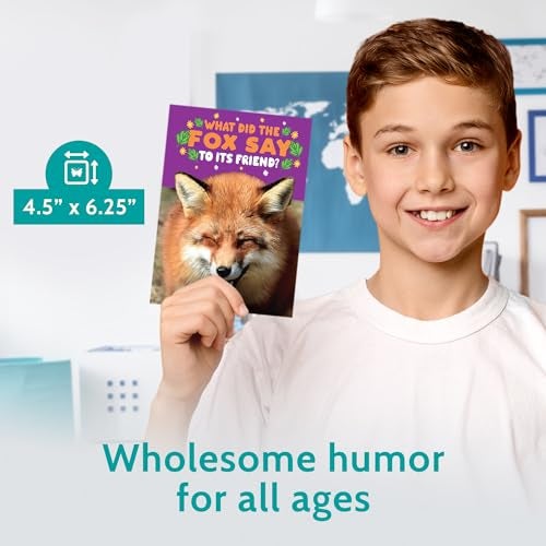 T MARIE 24 Funny Animal Joke Notecards With No Repeats - Humorous Bulk Cards Set - 4.5” x 6.25” Thinking of You Cards for Friends, Kids, Students, Teachers, Summer Camp and More - Image 4