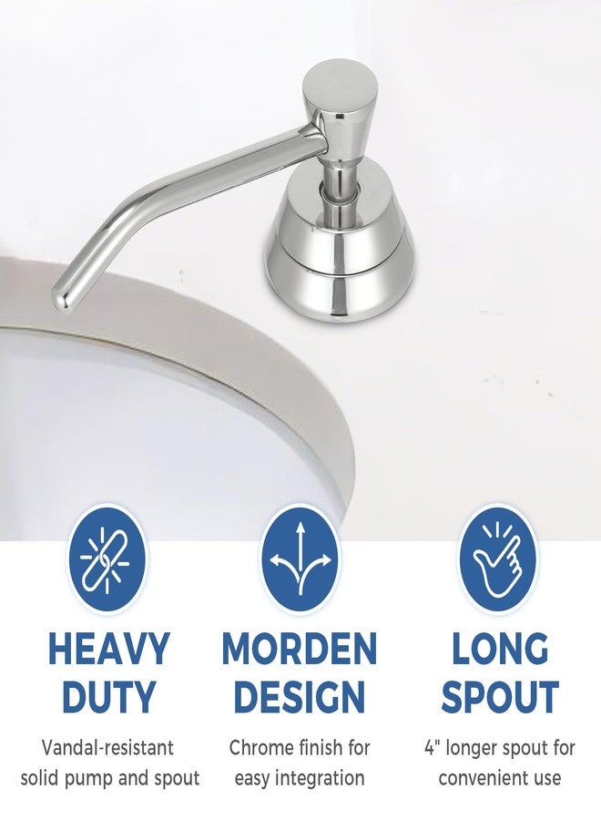 Stardrix Heavy Duty Brass Countertop Liquid Soap Dispenser, Commercial Grade Top Fill Built-in Soap Dispenser with 34 oz/ 1L Bottle for Bathroom, Kitchen Sink, Public Restroom, Chrome Finish, 4” Spout - Image 2