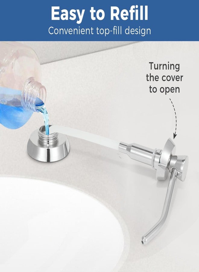 Stardrix Heavy Duty Brass Countertop Liquid Soap Dispenser, Commercial Grade Top Fill Built-in Soap Dispenser with 34 oz/ 1L Bottle for Bathroom, Kitchen Sink, Public Restroom, Chrome Finish, 4” Spout - Image 4