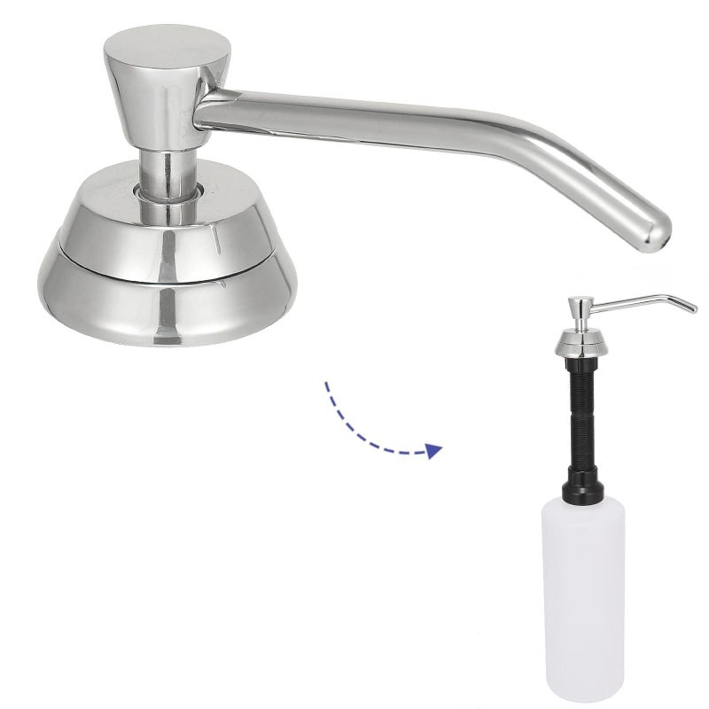 Stardrix Heavy Duty Brass Countertop Liquid Soap Dispenser, Commercial Grade Top Fill Built-in Soap Dispenser with 34 oz/ 1L Bottle for Bathroom, Kitchen Sink, Public Restroom, Chrome Finish, 4” Spout - Image 1