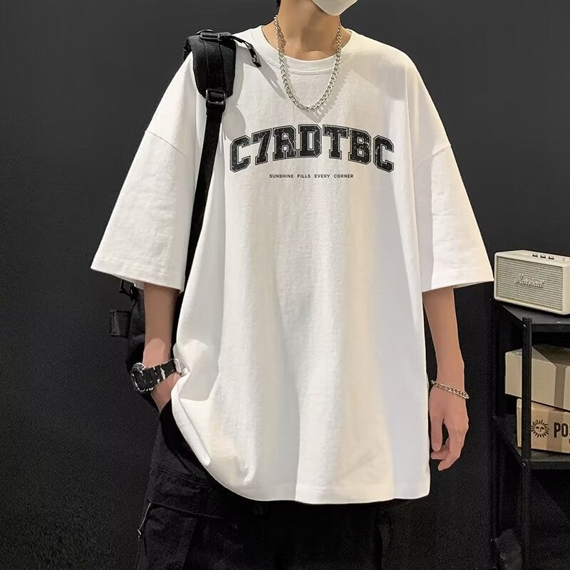 2024 T-Shirt Boys Summer Japanese Style Loose Letter Printed T-Shirt Versatile New Casual Short-Sleeved Trendyy Ins - Image 1