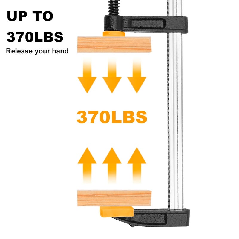 INGCO 2 PCS F Clamps 50x250mm F Clamp with Rubberized Handle and Surface Protection PVC Cover for Better Grip Metal F Clamps for Woodworking Glass and Welding Works - Image 3