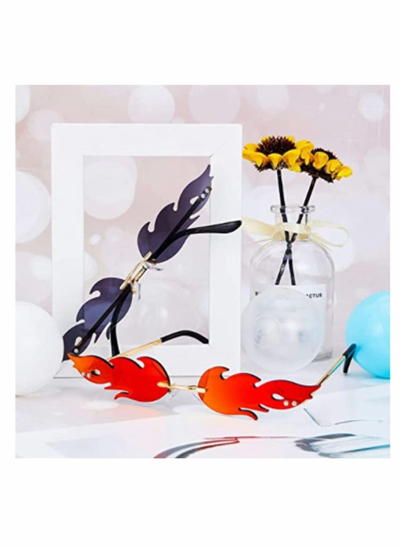 KASTWAVE - Sunglasses, Rimless Fire Shaped Glasses, Flame Shape Sunglasses, Eye Catching and Cool - Image 1