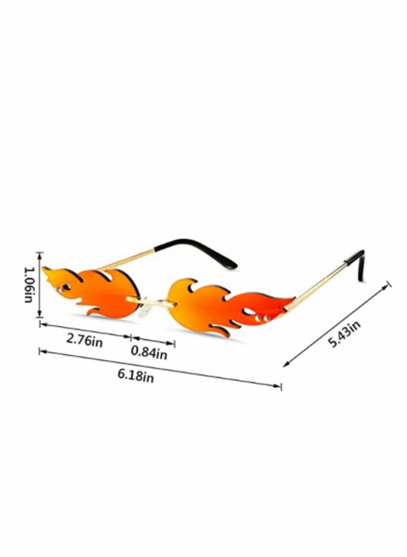 KASTWAVE - Sunglasses, Rimless Fire Shaped Glasses, Flame Shape Sunglasses, Eye Catching and Cool - Image 1