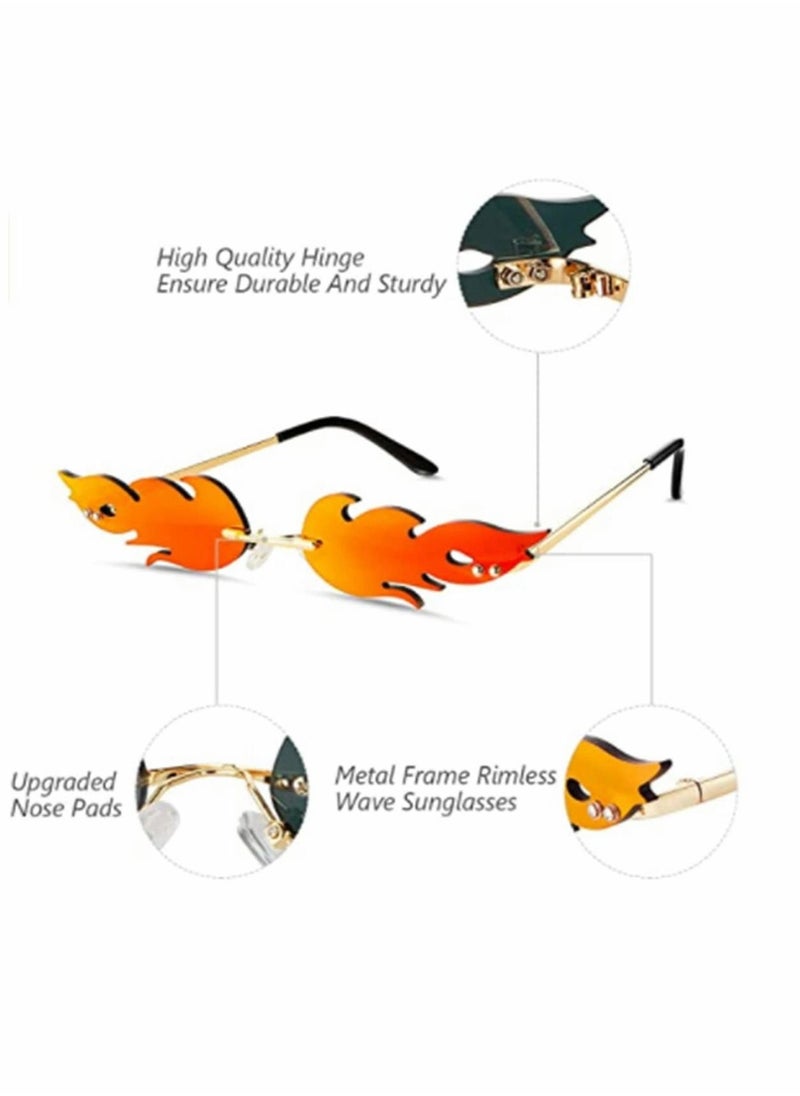 KASTWAVE - Sunglasses, Rimless Fire Shaped Glasses, Flame Shape Sunglasses, Eye Catching and Cool - Image 1