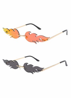 Sunglasses, Rimless Fire Shaped Glasses, Flame Shape Sunglasses, Eye Catching and Cool