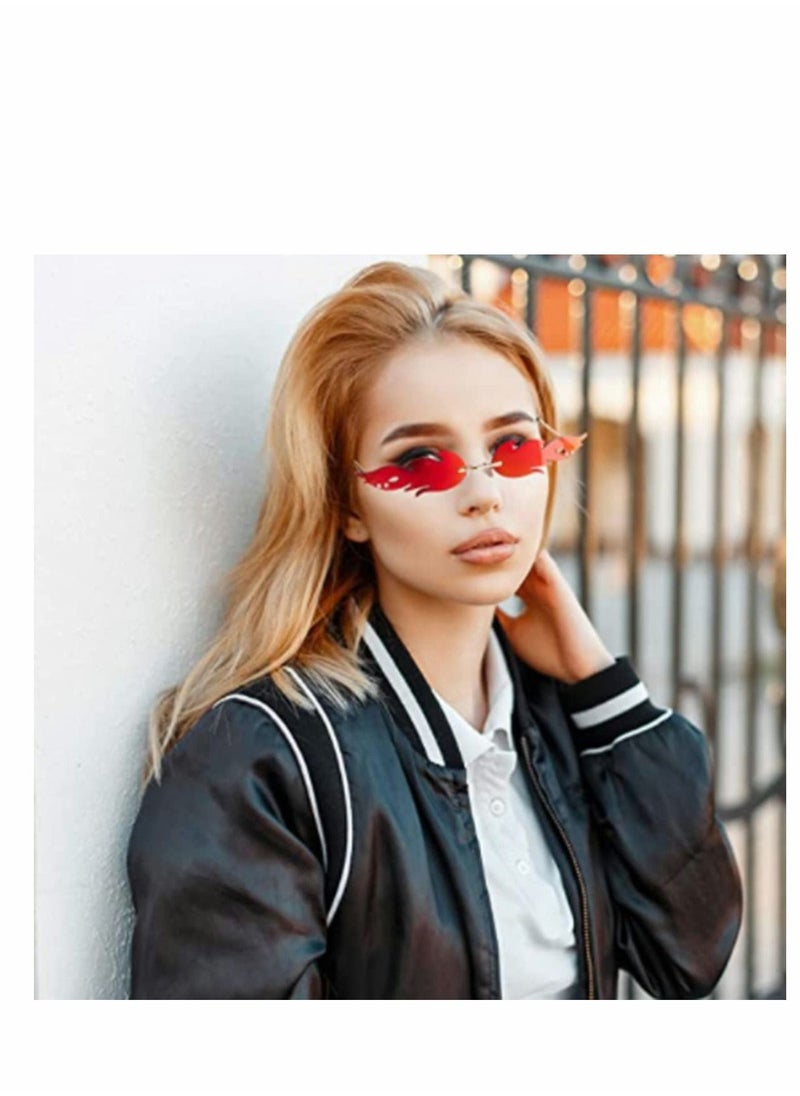 KASTWAVE - Sunglasses, Rimless Fire Shaped Glasses, Flame Shape Sunglasses, Eye Catching and Cool - Image 1