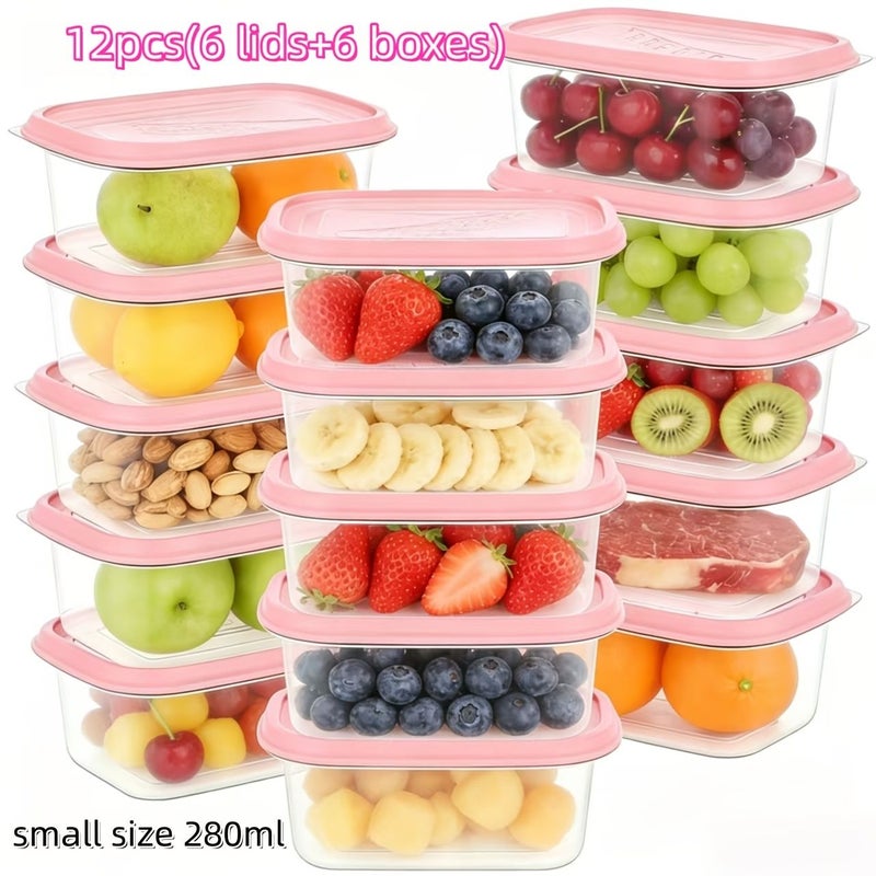 12 Pcs 6 Pcs Box And 6 Pcs Lid Food Storage Containers Stackable Reusable Kitchen Organization For Picnic Grains Meats Fruits Vegetables Microwave And Dishwasher Safe - Image 1