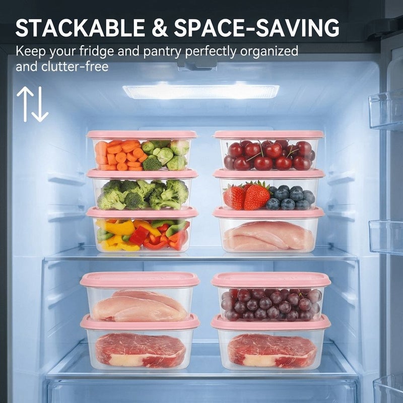12 Pcs 6 Pcs Box And 6 Pcs Lid Food Storage Containers Stackable Reusable Kitchen Organization For Picnic Grains Meats Fruits Vegetables Microwave And Dishwasher Safe - Image 4