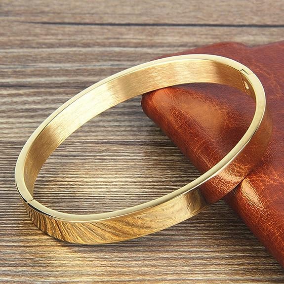 MEENAZ Stainless Steel Gold Kada Bracelet for Men Boys Fashion Kada Bracelet for Men and Boys - Image 4