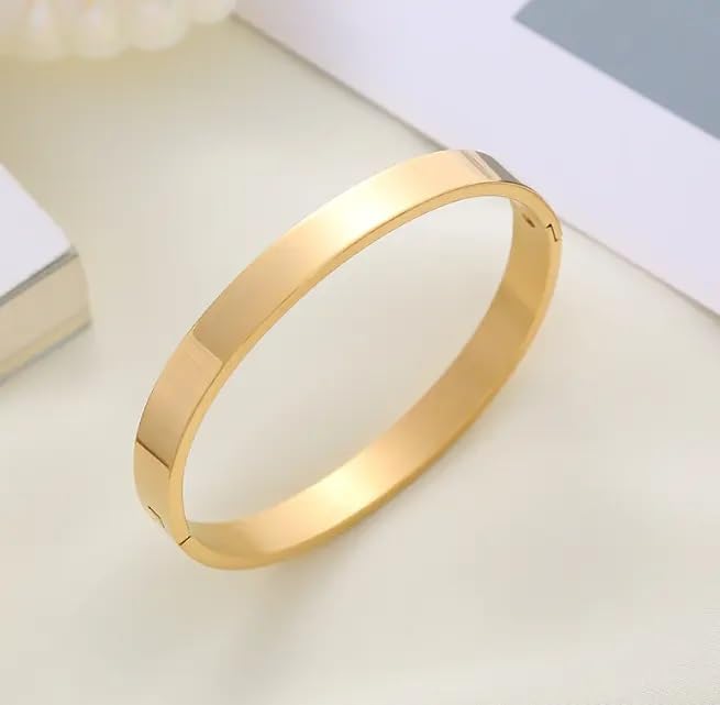 MEENAZ Stainless Steel Gold Kada Bracelet for Men Boys Fashion Kada Bracelet for Men and Boys - Image 3