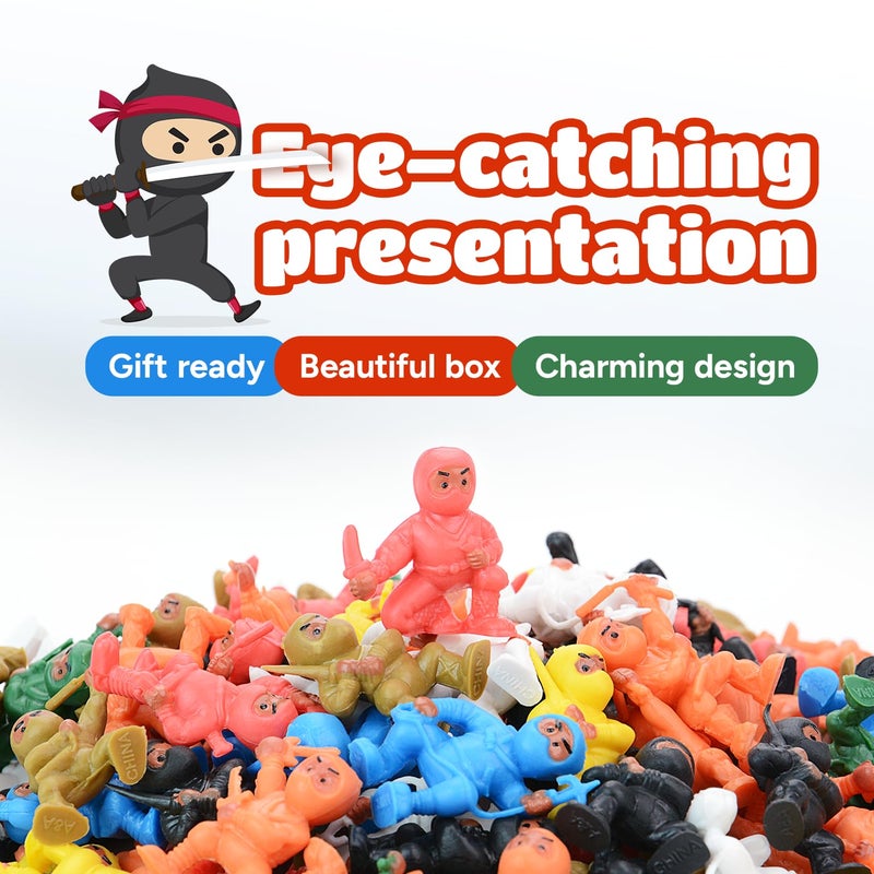 Entervending Mini Ninja Gaming Action Figures - Ninja Party Supplies - Ninja Kids Party Favor and Birthday Gift - Ninja Accessories - Kids Toys Bulk - Ninja Birthday Cake Topper - 100pcs - Image 3