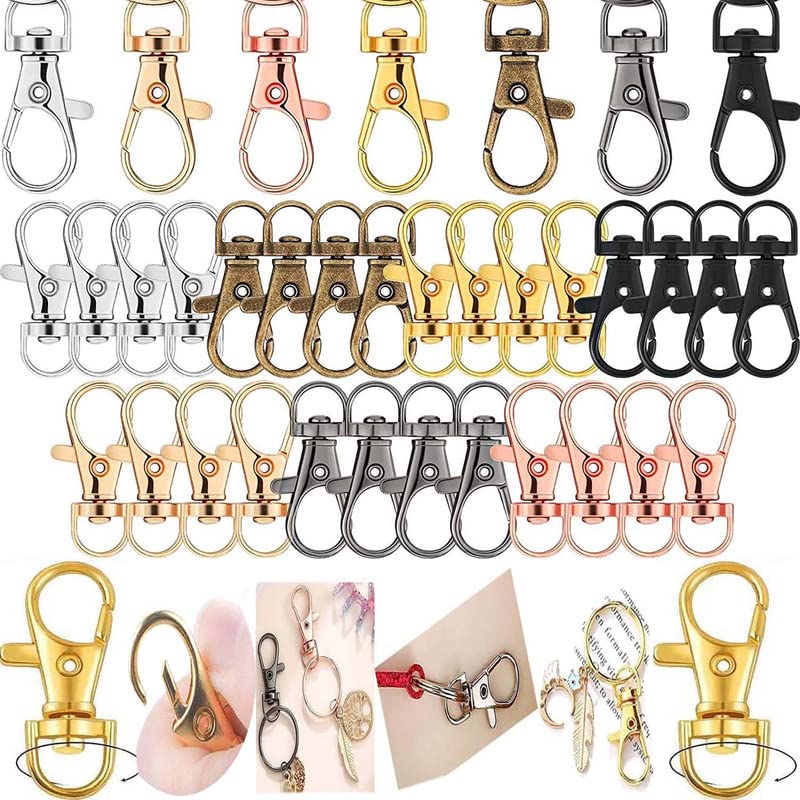 DIY Crafts 5X Swivel Snap D Hooks, Gold, Keyrings & Keychains Round Swivel Snap Hooks Key Rings Metal For Lanyard, ID, Bag(5X Swivel Snap D Hooks, Gold) - Image 1