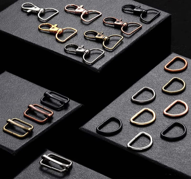 DIY Crafts 5X Swivel Snap D Hooks, Gold, Keyrings & Keychains Round Swivel Snap Hooks Key Rings Metal For Lanyard, ID, Bag(5X Swivel Snap D Hooks, Gold) - Image 3