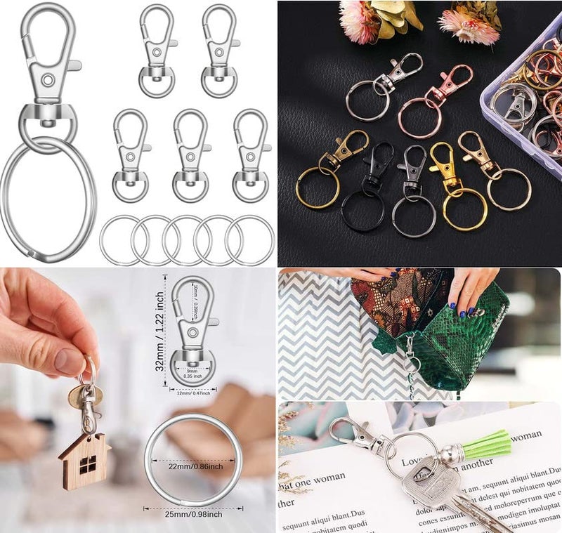 DIY Crafts 5X Swivel Snap D Hooks, Gold, Keyrings & Keychains Round Swivel Snap Hooks Key Rings Metal For Lanyard, ID, Bag(5X Swivel Snap D Hooks, Gold) - Image 5