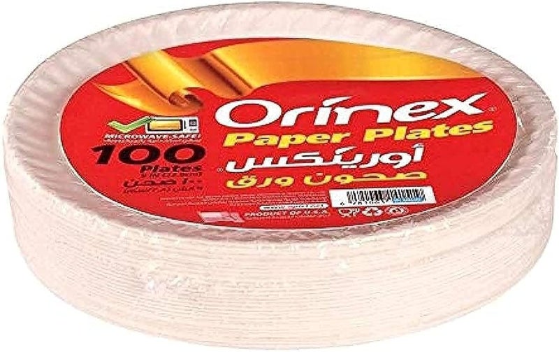 أورينيكس أطباق ورقية أورينكس، 100 قطعة، أبيض - Image 1