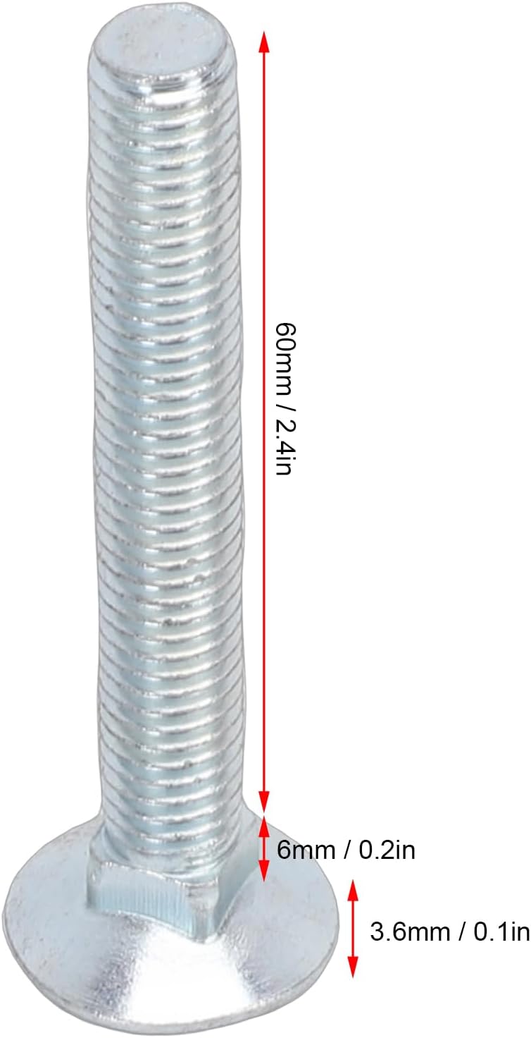 aqxreight L Track Threaded Stud Fittings Heavy Duty Double Lug Design 6000lbs Load Capacity for Truck Bed Trailer RV ATV Cargo Control 8pcs M8x60 Galvanized Iron (Silver) - Image 2