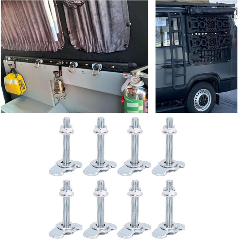aqxreight L Track Threaded Stud Fittings Heavy Duty Double Lug Design 6000lbs Load Capacity for Truck Bed Trailer RV ATV Cargo Control 8pcs M8x60 Galvanized Iron (Silver) - Image 3