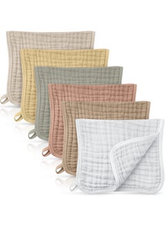 Irenare Irenare 6 Pieces Muslin Burp Cloths Cotton Muslin Washcloths Baby Burping Cloth Diapers 6 Absorbent Layers Muslin Face Towels for Baby (Pink Series, 12 x 12 Inch)  - Image 1