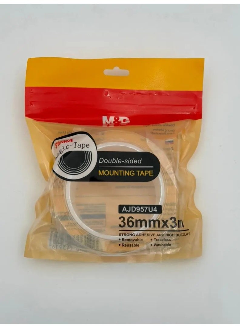 M&G double sided Nano Transparent Mounting Tape 36mmx3m(1 roll) - Image 1