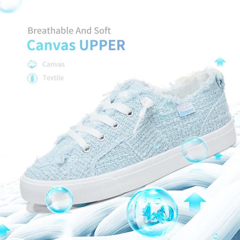 Obtaom Womens Play Canvas Sneakers Cute Tie Dye Slip on Shoes Comfortable Canvas Sneakers for Fashion Lady(Light Blue,US8) - Image 5