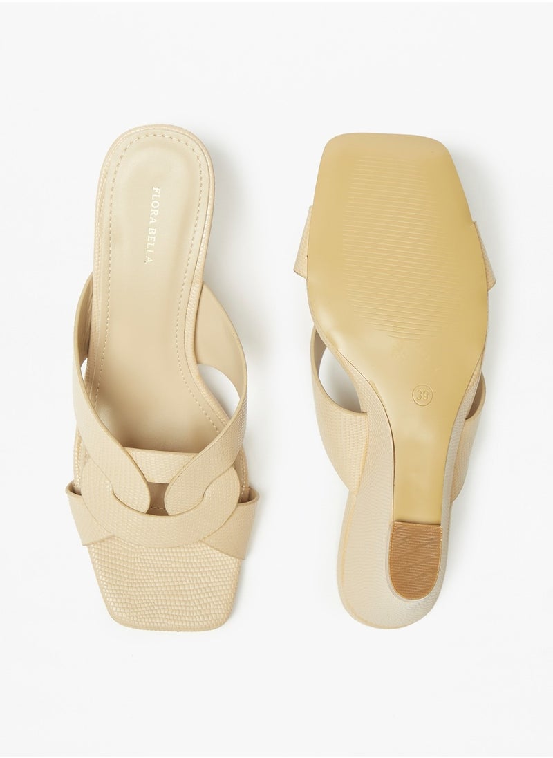 Flora Bella By Shoexpress - Womens Textured Slip-On Cross Strap Sandals with Wedge Heels - Image 1