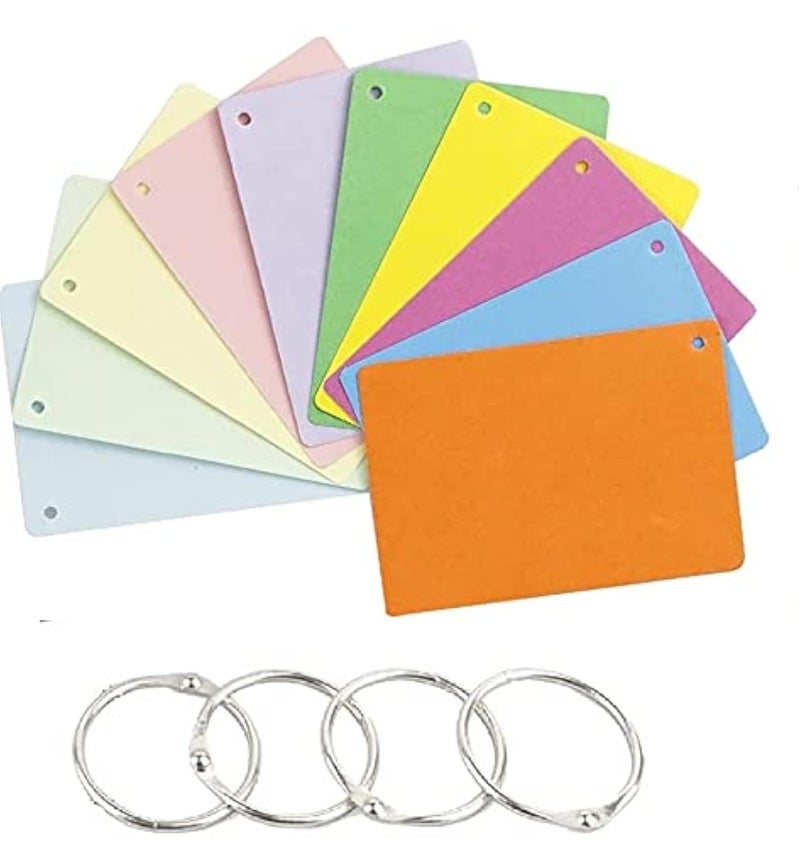 True-Ally unruled Index Flash Cards - 3x5 inch, Colored, 150 Cards, 200 GSM - with Free Binder Rings for cue Cards, Cheat Sheets, exam, Interview Preparation (3x5 inch Colored - 150 Sheets) - Image 1