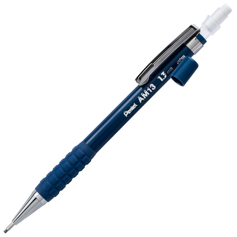 Pentel قلم رصاص ميكانيكي بنتل شارب HD، (1.3 مم)، برميل أزرق داكن، يشمل إعادة تعبئة رصاص سوبر هاي بوليمر (AM13LBP) - Image 2