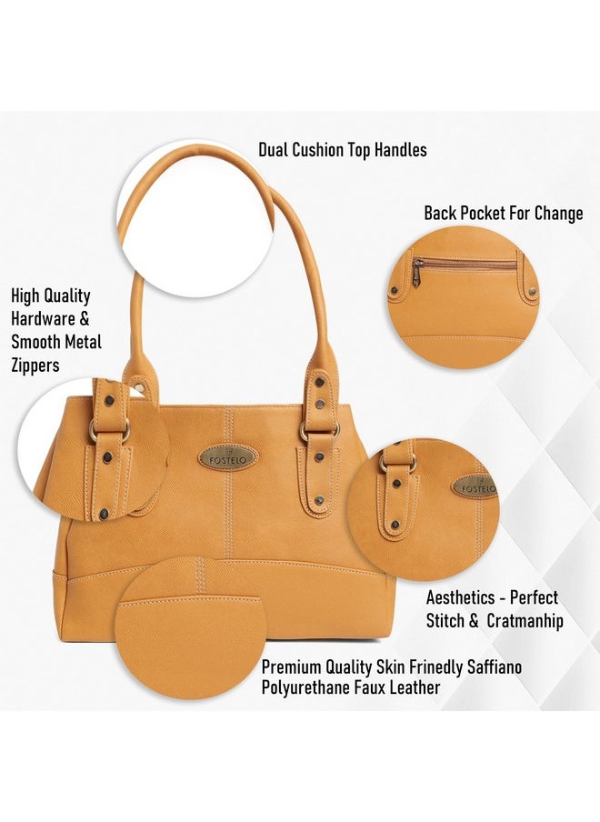 Fostelo Fostelo Women's Vegan Leather Birdie Handbags Shoulder Hobo Bag Ladies Purse (Orange) (Large)  - Image 5