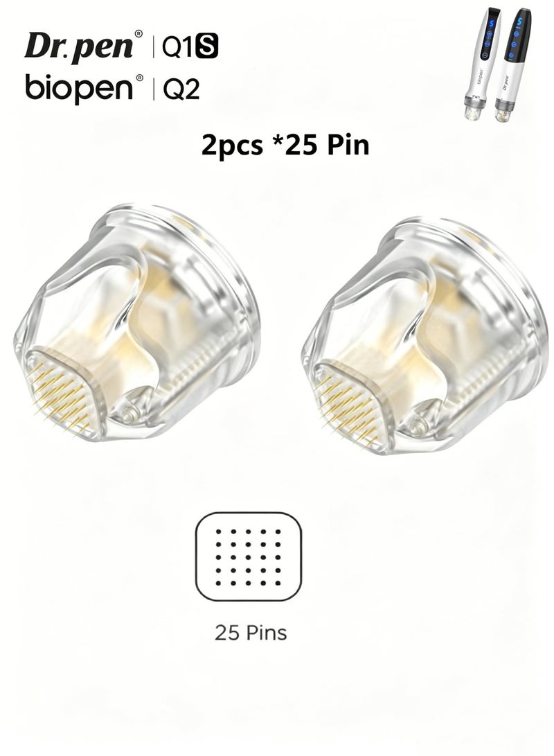 Dr pen 2-Pieces 25Pin Replacement Cartridges，Compatible with Q1S & Q2 Wireless Microneedling Derma Pen - Image 1