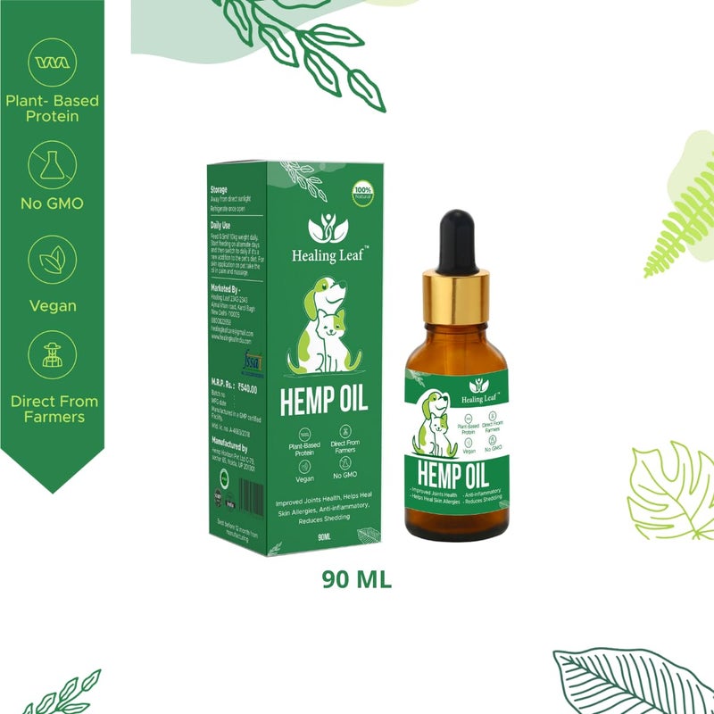 Healing Leaf Combo Hemp Seed Dog Protein Powder Supplement Coat, 100g,Magic Potion Pure Hemp Seed Oil | Organically Grown Benefits Nourish Dog’s Skin and Coat 90 ml - Image 3