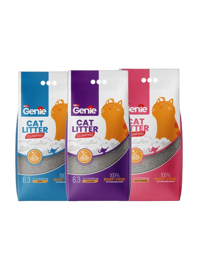 جيني مجموعة من ٣ قطع من رمل القطط جيني ٦.٣ لتر ( لافندر - بيبي باودر - صابون ) - Image 1