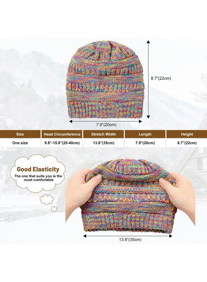 Durio Women Slouchy Beanie - Windproof Satin Lined Winter Hat for Women with Silk Lining Soft Knit Warm Thermal Cap, Purple Mix, One size - Image 2
