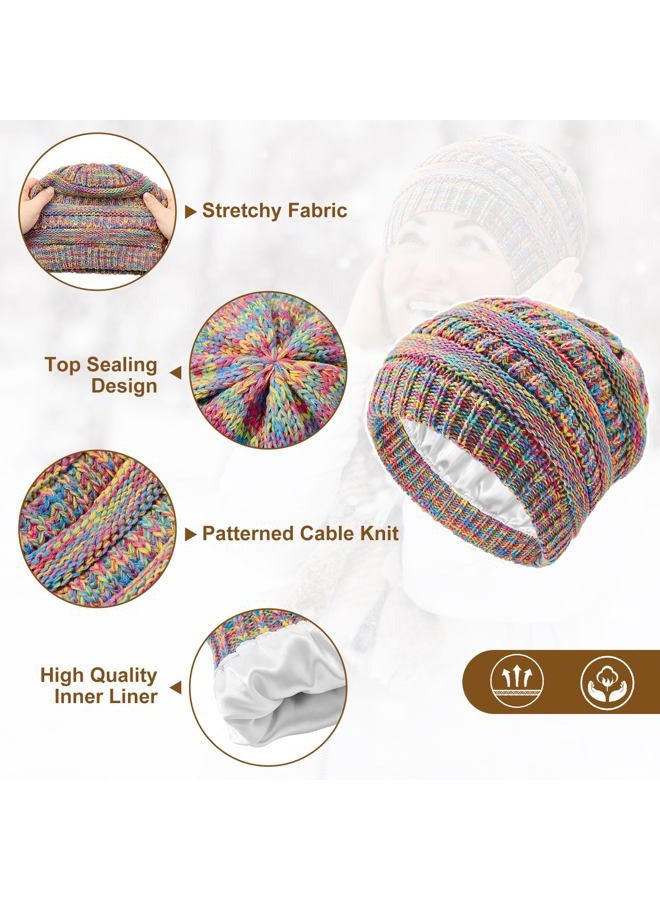 Durio Women Slouchy Beanie - Windproof Satin Lined Winter Hat for Women with Silk Lining Soft Knit Warm Thermal Cap, Purple Mix, One size - Image 4